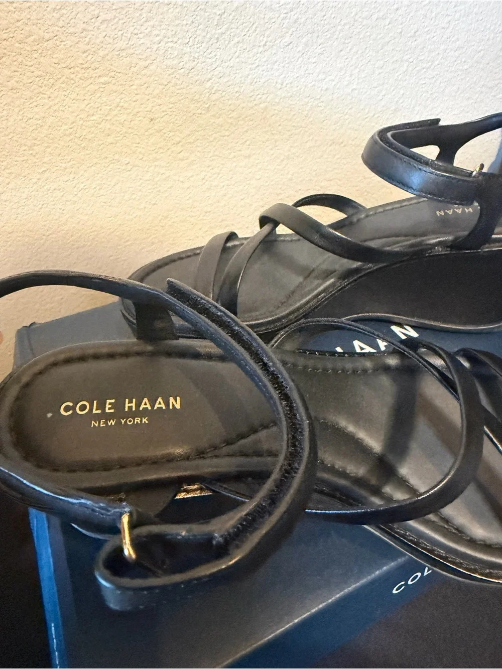 Cole Haan “Azzura” Leather Wedge Sandals